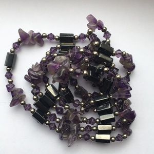 Amethyst and magnetic hematite necklace